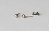 Tiny Pink fresh water pearl stud earrings, hypoallergenic Titanium Lavender pink pearl studs, small studs, Real pearl studs Flower girl gift