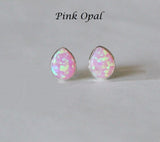 Tear drop white fire opal stud earrings Sterling silver opal studs Opal earrings Pear opal studs Bridesmaid earrings Bridesmaid opal gift