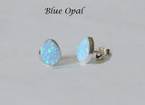 Tear drop Peacock fire opal stud earrings Sterling silver opal studs Blue opal earrings Green opal studs Bridesmaid earrings Bridesmaid gift