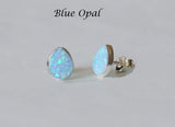 Tear drop white fire opal stud earrings Sterling silver opal studs Opal earrings Pear opal studs Bridesmaid earrings Bridesmaid opal gift