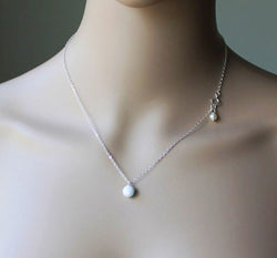 White opal necklace, Sterling silver, 6mm, 8mm, 10mm opal pendant necklace, bridesmaids necklace, opal necklace, birthstone necklace