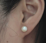 14K solid white gold pearl studs, 8.5 mm genuine pearl stud earrings, 14K White Gold pearl earrings, bridal, Christmas, birthday, Valentine