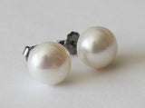 Large 9-10mm Real pearl earrings, Pearl stud earrings, Bridesmaids earrings, Big pearl earrings, Bridesmaid gift, Bridal jewelry gift