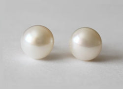 8-8.5 mm AAA White Fresh Water pearl stud earrings Sterling silver real pearl studs Bridal jewelry Maid of Honor Bridesmaid earring studs