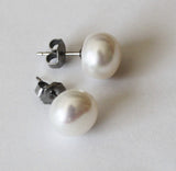 Large 9-10mm Real pearl earrings, Pearl stud earrings, Bridesmaids earrings, Big pearl earrings, Bridesmaid gift, Bridal jewelry gift
