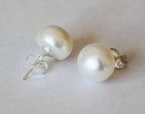 Large 9-10mm Real pearl earrings, Pearl stud earrings, Bridesmaids earrings, Big pearl earrings, Bridesmaid gift, Bridal jewelry gift