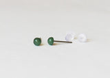 Tiny 4mm Natural Green Aventurine Studs, hypoallergenic Titanium earring, Silicone ear nuts, Green studs, for sensitive ears, Green earring
