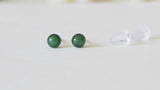 Tiny 4mm Natural Green Aventurine Studs, hypoallergenic Titanium earring, Silicone ear nuts, Green studs, for sensitive ears, Green earring
