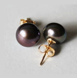 9-9.5mm AAA Deep purple plum fresh water pearl stud earrings- 14K Gold Filled earrings- Bridal- Bridesmaid earring- Birthday- Mother gift