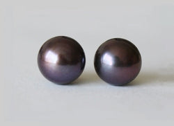 9-9.5mm AAA Deep purple plum fresh water pearl stud earrings- 14K Gold Filled earrings- Bridal- Bridesmaid earring- Birthday- Mother gift