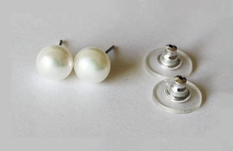 8-8.5mm Surgical Steel pearl stud earrings, Real Pearl studs, Bridesmaids earrings, Pearl earrings, Bridal earring gifts Hypoallergenic stud