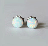 8 mm White Opal Stud earrings, Titanium earrings, opal earrings, hypoallergenic Titanium opal post studs, Bridesmaid earring, sensitive ears