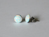 8 mm White Opal Stud earrings, Titanium earrings, opal earrings, hypoallergenic Titanium opal post studs, Bridesmaid earring, sensitive ears
