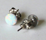 8 mm White Opal Stud earrings, Titanium earrings, opal earrings, hypoallergenic Titanium opal post studs, Bridesmaid earring, sensitive ears