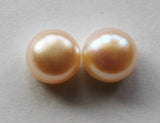 8-9mm Natural Peach Champagne pearl earring studs, Gold Peach pearl studs, Sterling Silver, Bridesmaid earrings, Gold pearl earrings