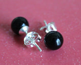 4mm, 5mm, 6mm Pitch Black Onyx earring studs, black onyx studs, sterling silver, small onyx studs, Black studs, black earrings, Father's day