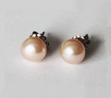 Titanium or Niobium Pearl Stud Earrings, 6-7mm Peach fresh water pearl earrings, Champagne studs, Hypoallergenic, Titanium earrings