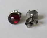 6mm, 8mm natural garnet Titanium studs Wine red Natural Garnet Earrings, hypoallergenic, Garnet studs, Titanium earrings, January birthstone