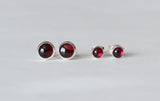Natural garnet stud earrings, Sterling silver studs, 4mm, 6mm, 8mm Wine red Natural Garnet Earrings, Garnet studs, January birthstone gift