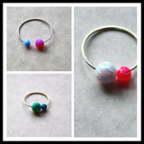 Opal ring, Double opal ring, ring, Opal jewelry, Birthstone ring, Dual opal ring, Opal ball ring, opal stacking ring, Adjustable ring