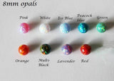 8mm fire opal ball earring studs Large fire opal earrings white opal studs Bridesmaid earrings Birthstone gifts Custom color opal earrings