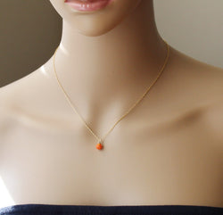 6mm Orange fire Opal necklace Fire opal pedant necklace Gold filled rope chain opal necklace Bridesmaid necklace Birthday Christmas gifts