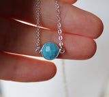 Natural Turquoise stone necklace, Sterling Silver, Turquoise necklace, Blue stone necklace, turquoise necklace, Solitaire, December birthday