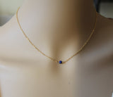 4mm Natural Blue Lapis Lazuli necklace, Layering necklace, 14K Gold filled blue lapis necklace, September birthstone, Blue stone necklace