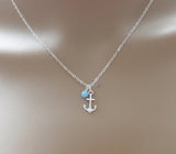 Anchor and opal necklace, Sterling Silver, Anchor necklace, opal necklace, multiple colors, blue opal necklace, Beach wedding, Birthday gift