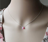 6mm Pink opal necklace, Multiple colors, pink opal pendant necklace, Sterling Silver, Birthstone necklace, Bridesmaid necklace, Flower girl