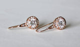 Item# H003 - Rose gold drop earrings, Cubic Zirconia hook earrings,
