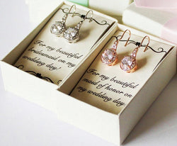 Item# H003 - Rose gold CZ bridesmaids earrings, Cubic Zirconia drop earrings