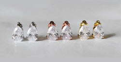 Clip On tear drop crystal studs, Cubic Zirconia