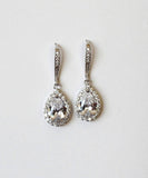 Item# H001 - Tear drop hook CZ earrings, Cubic Zirconia dangle earrings