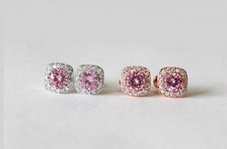 Item# S033 - Pink cubic zirconia earrings, Bridesmaids earrings