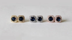 Item# S032 - Navy blue cubic zirconia earrings, Bridesmaids earrings