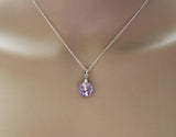 Light Amethyst cubic zirconia necklace, Amethyst necklace, cubic zirconia gemstone jewelry, Light purple crystal necklace, February Birthday