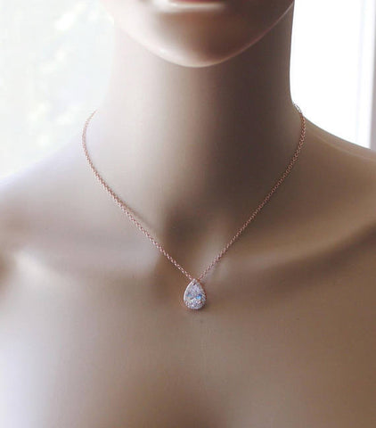 Bridesmaids necklace, Tear Drop Cubic Zirconia necklace, Sterling silver, Gold filled necklace, Cubic Zirconia necklace, Bridesmaids gifts