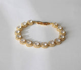 Bridal CZ bracelet, Round cubic zirconia bracelet, Bridesmaids jewelry, Bridal bracelet, Halo CZ Rose gold bracelet, Bridal party gifts