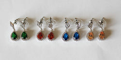 Item# S007 - Tear drop cubic zirconia dangle earrings, Multiple colored