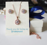 CZ bridesmaids set, Gold bridesmaids necklace earrings SET, bridesmaids set, Cubic Zirconia, Gold Bridesmaids gift, rose gold jewelry gift