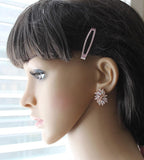 Item# S031 - Bridal Crystal Cluster Stud Earrings, Cubic Zirconia Bridal Earrings,