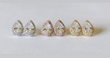 Bridesmaids earrings, Tear drop CZ stud earrings, Bridesmaid gift, Round Cubic Zirconia stud, Gold bridal earring, Silver Pear CZ