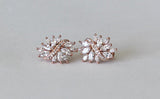 Item# S031 - Bridal Crystal Cluster Stud Earrings, Cubic Zirconia Bridal Earrings,