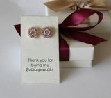 Bridesmaids earrings, Tear drop CZ stud earrings, Bridesmaid gift, Round Cubic Zirconia stud, Gold bridal earring, Silver Pear CZ