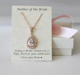 Mother of the bride necklace, Mother of the groom necklace, Mothers wedding gift, Bridal necklace, Cubic Zirconia necklace, Gifts for mom