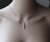 Cubic Zirconia cross necklace, Cross necklace, CZ necklace, Cross pendant necklace, Rose gold necklace, Christmas gift, Christening