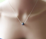 9-9.5mm genuine peacock black pearl necklace- 14K Gold fill- Sterling silver- Rope chain pearl necklace-Bridesmaid necklace- Tahitian black