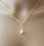 SET of 6 gold Real pearl pendant necklace, Real pearl necklace, Infinity necklace, bridesmaid necklace, Bridesmaids jewelry, Bridal gifts