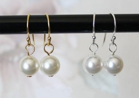 Set of 8 pairs bridesmaids pearl earrings Pearl drop earrings Sterling Silver 14 Gold filled earrings Bridesmaid earring Rose gold earrings